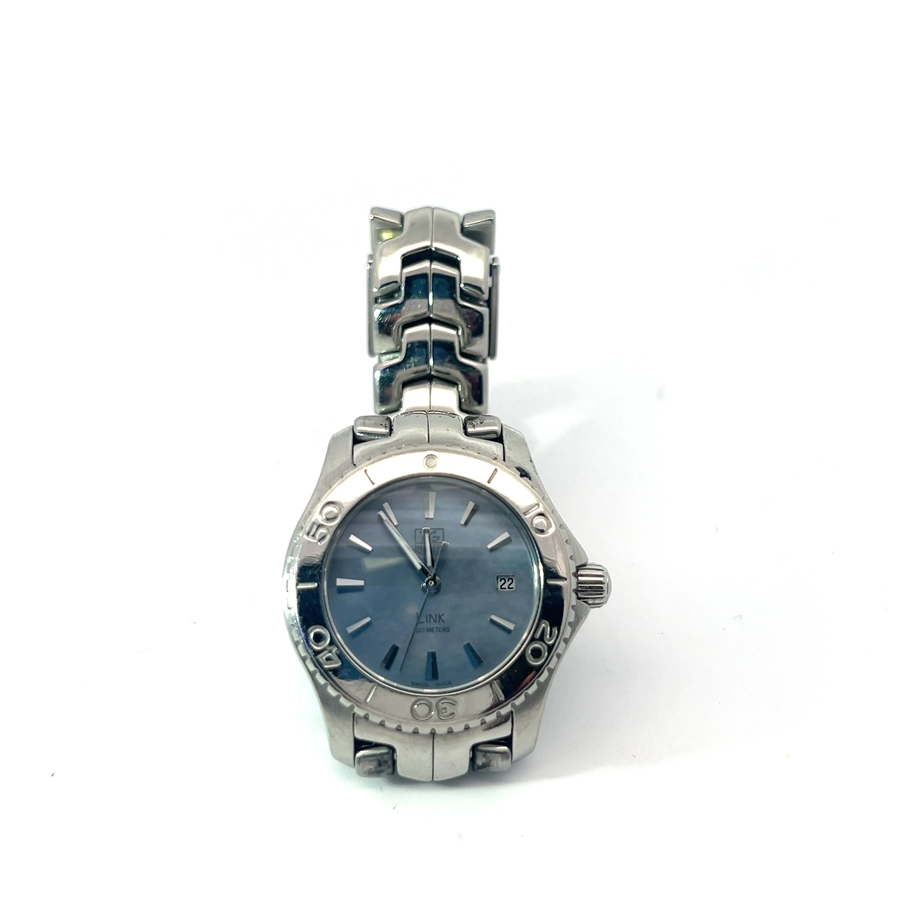 Pre-owned Tag Heuer Link WJ1316-0 Mother Of Pearl & Stainless-Steel Ladies Quartz Watch