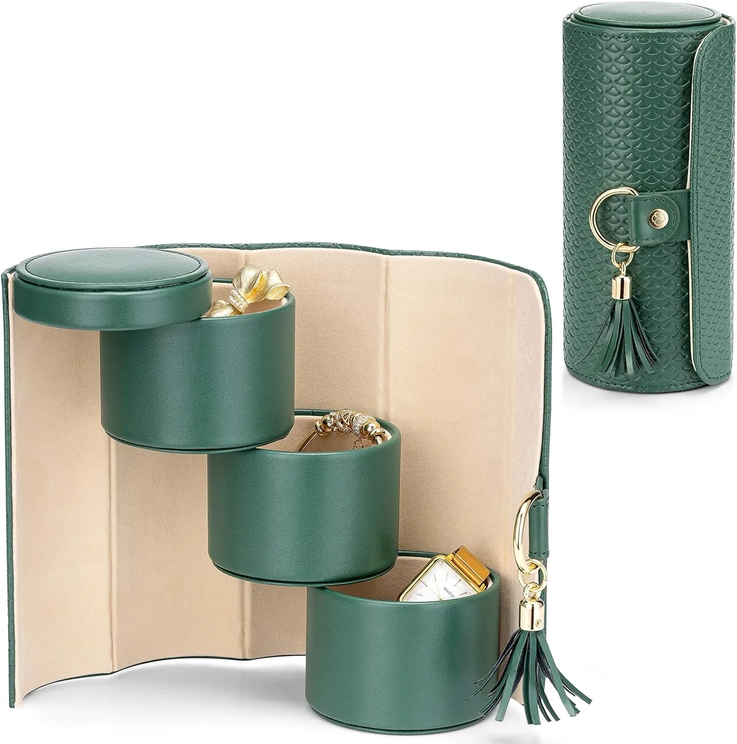 PU leather Travel Jewelry Box for Wedding Gifts - Green