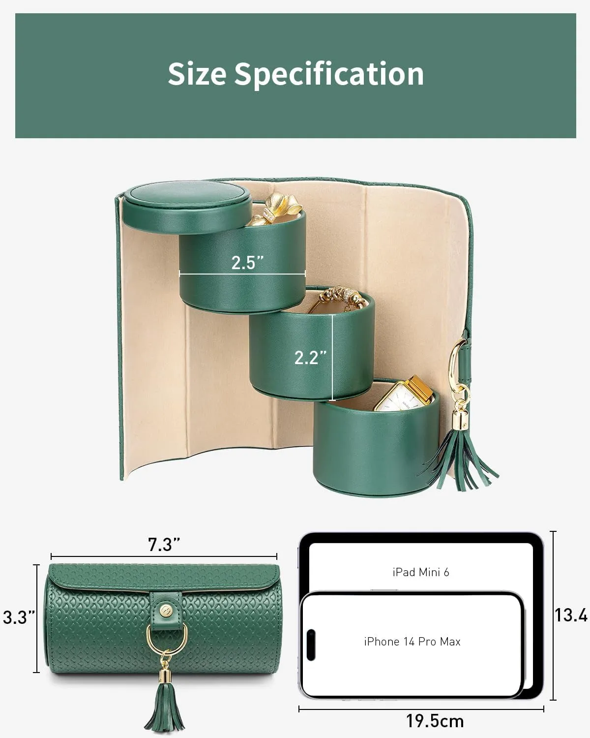 PU leather Travel Jewelry Box for Wedding Gifts - Green
