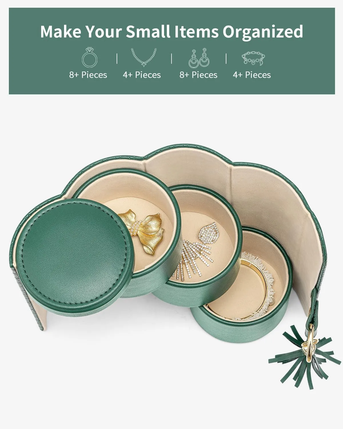 PU leather Travel Jewelry Box for Wedding Gifts - Green