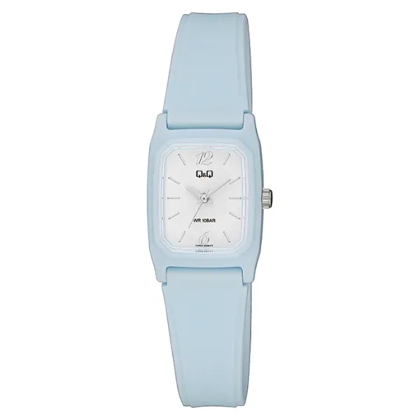 Q&Q Blue Silicone Strap White Dial Quartz Watch for Kids - V33A006VY