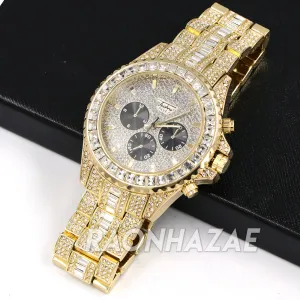 Raonhazae  Gold Simulated Hip Hop Iced Bezel Lab Diamond Watch with Stone - G08