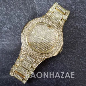 Raonhazae Hip Hop Iced Lab Diamond 14K  Gold Plated Watch with Stone