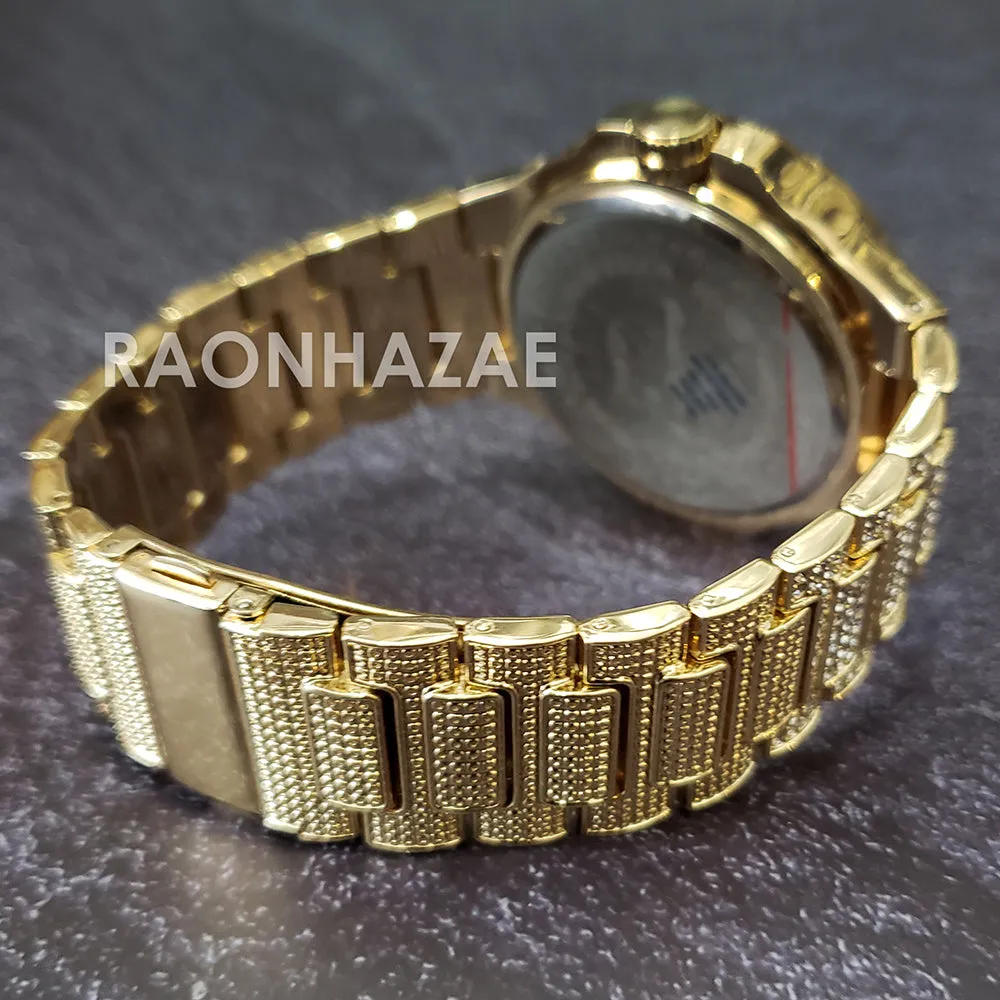 Raonhazae Hip Hop Iced Lab Diamond 14K  Gold Plated Watch with Stone