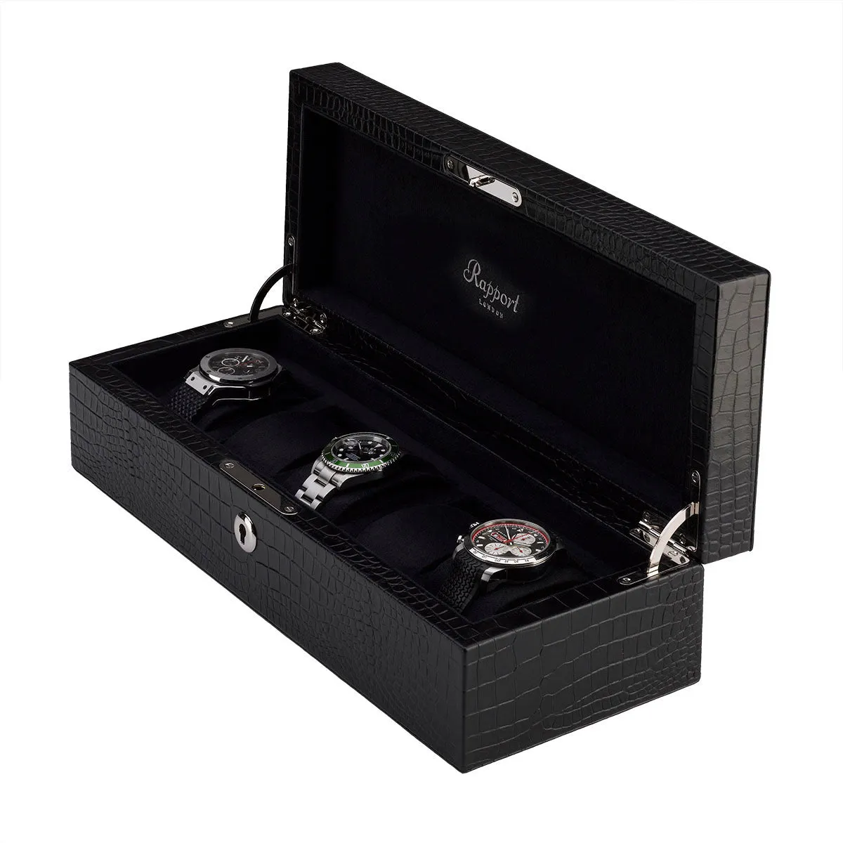 Rapport - Brompton 5 Watch Box in Black Croco | L262