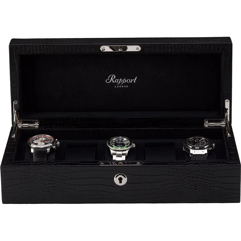Rapport - Brompton 5 Watch Box in Black Croco | L262