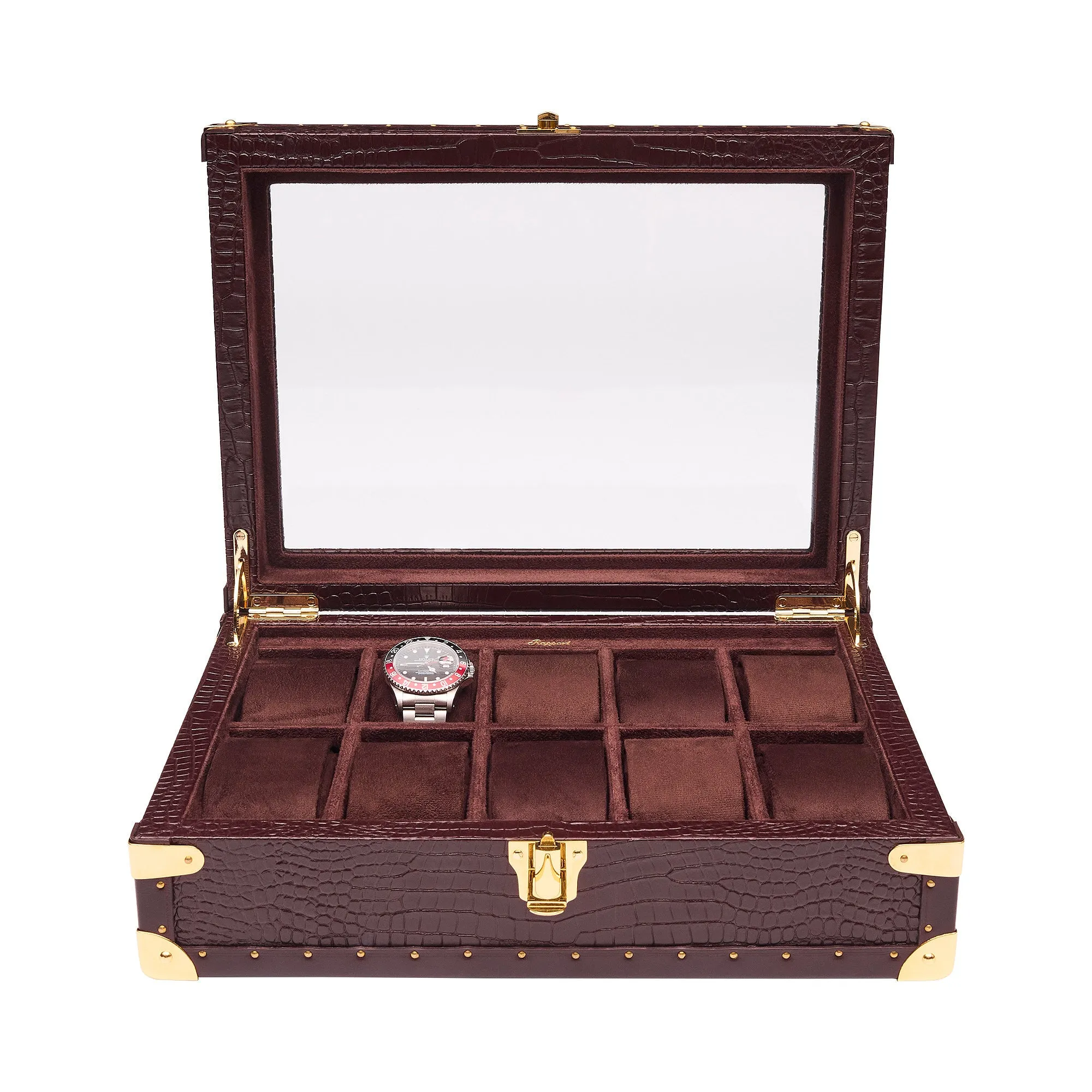 Rapport - Brompton Optic 10 Watch Box in Brown Croco | L283