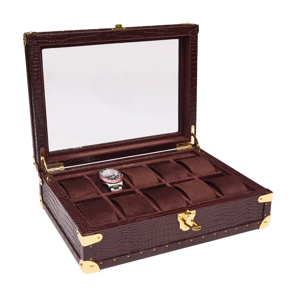 Rapport - Brompton Optic 10 Watch Box in Brown Croco | L283