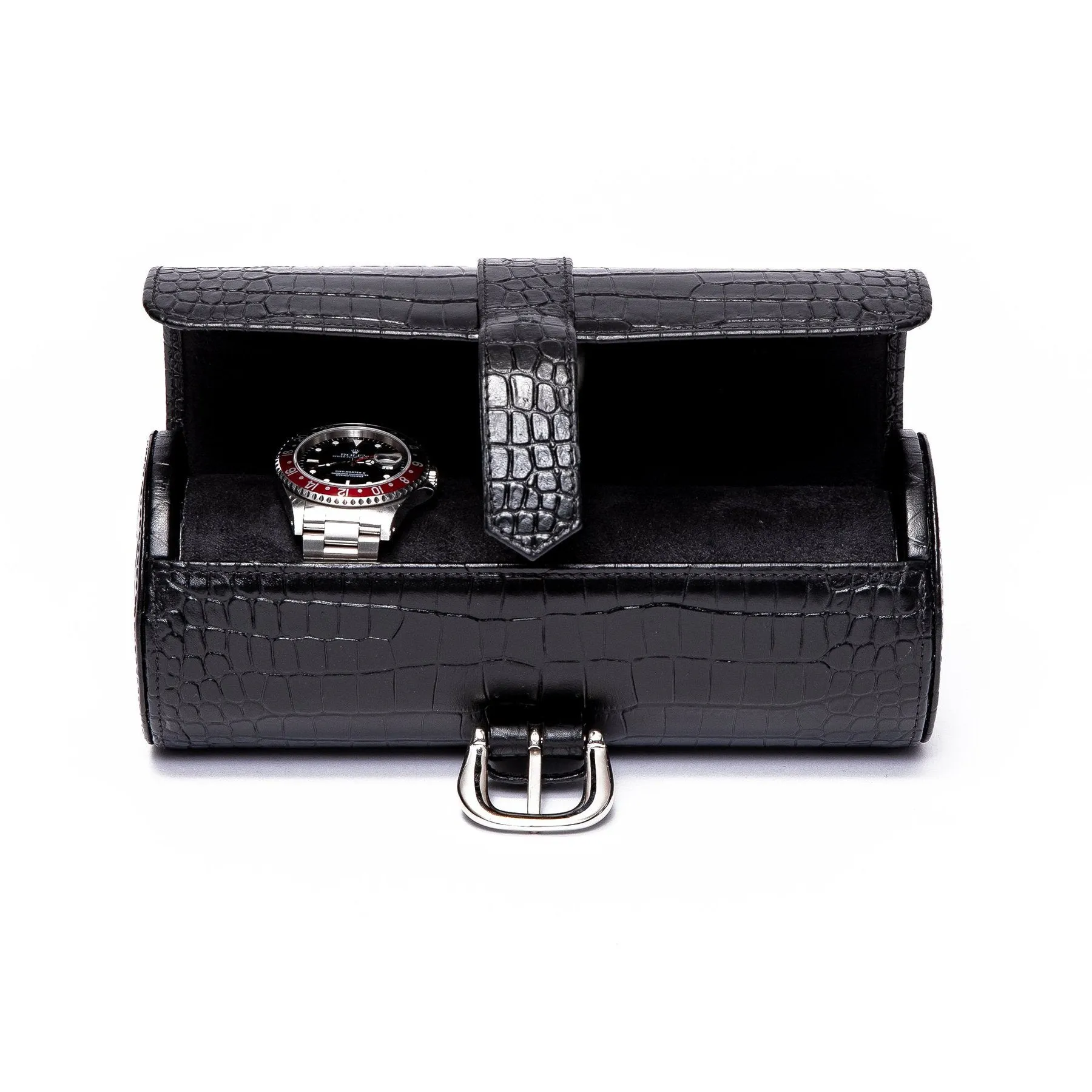 Rapport - Brompton Triple Watch Roll in Black Croco | D164