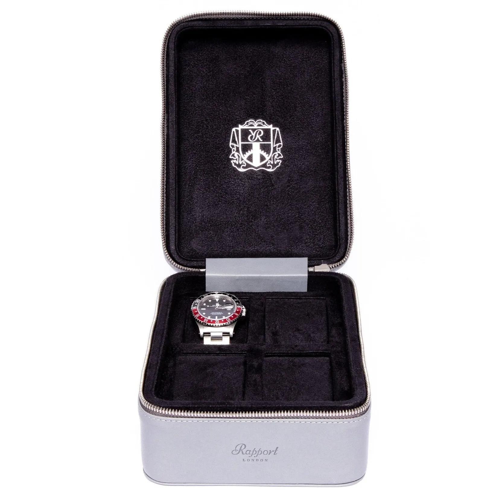 Rapport - Hyde Park Quad Watch Case in Grey Leather | D274