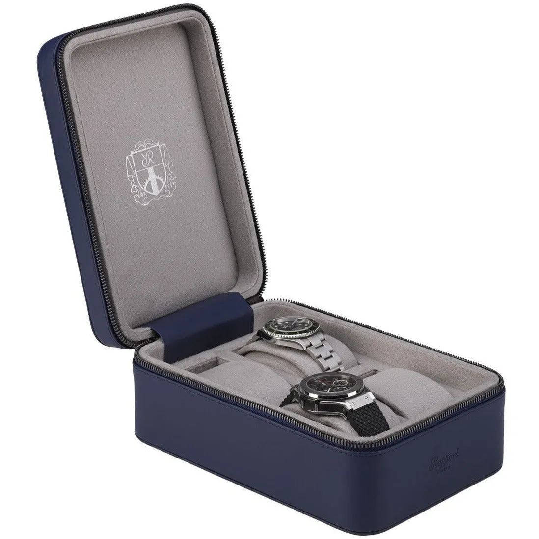 Rapport - Hyde Park Quad Watch Case in Navy Leather | D273