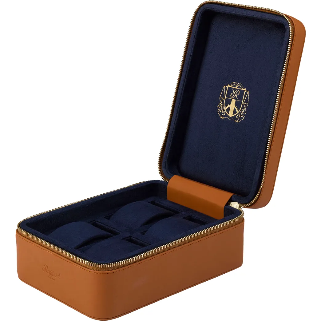 Rapport - Hyde Park Quad Watch Case in Tan Leather | D272