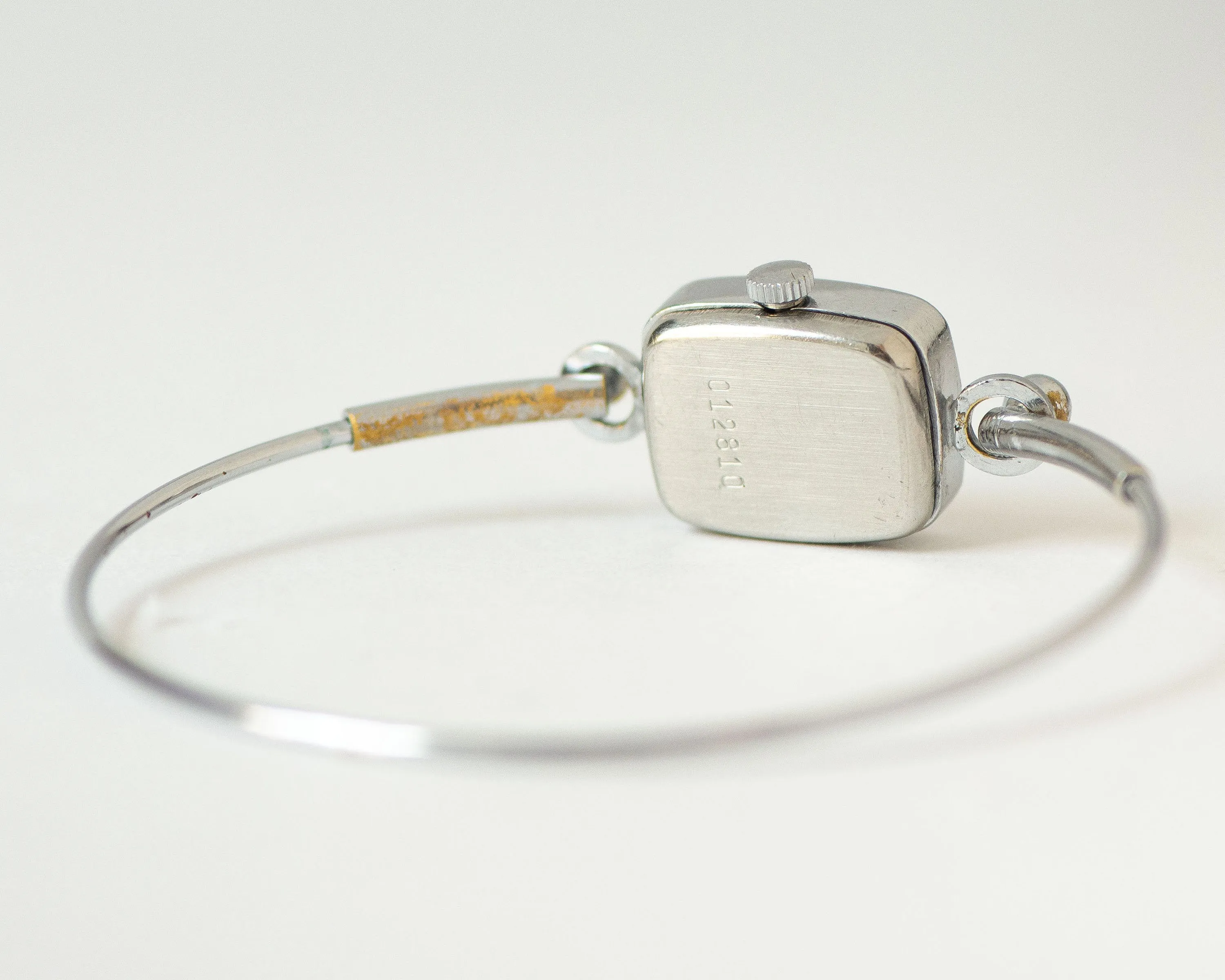 Rectangular watch bracelet vintage silver shade Sekonda, women's cocktail watch bracelet Arabic numerals dial, watch unique gift for lady