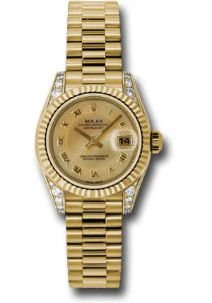 Rolex 18k yg ladies presidential with mop honeycomb dial, & fluted bezel, model # 179238 chmdrp
