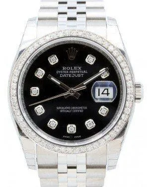 Rolex Datejust 116200 Diamond Black 36mm Stainless Steel Jubilee NEW