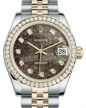 Rolex Datejust 31 Lady Midsize Yellow Gold/Steel Black Mother of Pearl Jubilee Diamond Dial & Diamond Bezel Jubilee Bracelet 178383