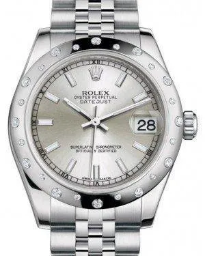 Rolex Datejust 31mm Lady Midsize White Gold/Steel Silver Index Dial & Diamond Set Domed Bezel Jubilee Bracelet 178344 - NEW