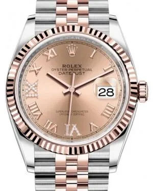 Rolex Datejust 36 Rose Gold/Steel Rose Roman Diamond VI Dial & Fluted Bezel Jubilee Bracelet 126231