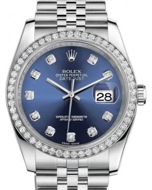 Rolex Datejust 36 White Gold/Steel Blue Diamond Dial & Diamond Bezel Jubilee Bracelet 116244