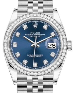 Rolex Datejust 36 White Gold/Steel Blue Diamond Dial & Diamond Bezel Jubilee Bracelet 126284RBR