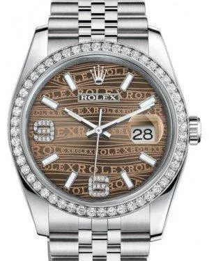 Rolex Datejust 36 White Gold/Steel Bronze Waves Diamond Dial & Diamond Bezel Jubilee Bracelet 116244