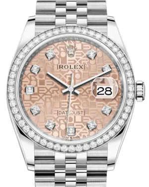 Rolex Datejust 36 White Gold/Steel Pink Jubilee Diamond Dial & Diamond Bezel Jubilee Bracelet 126284RBR