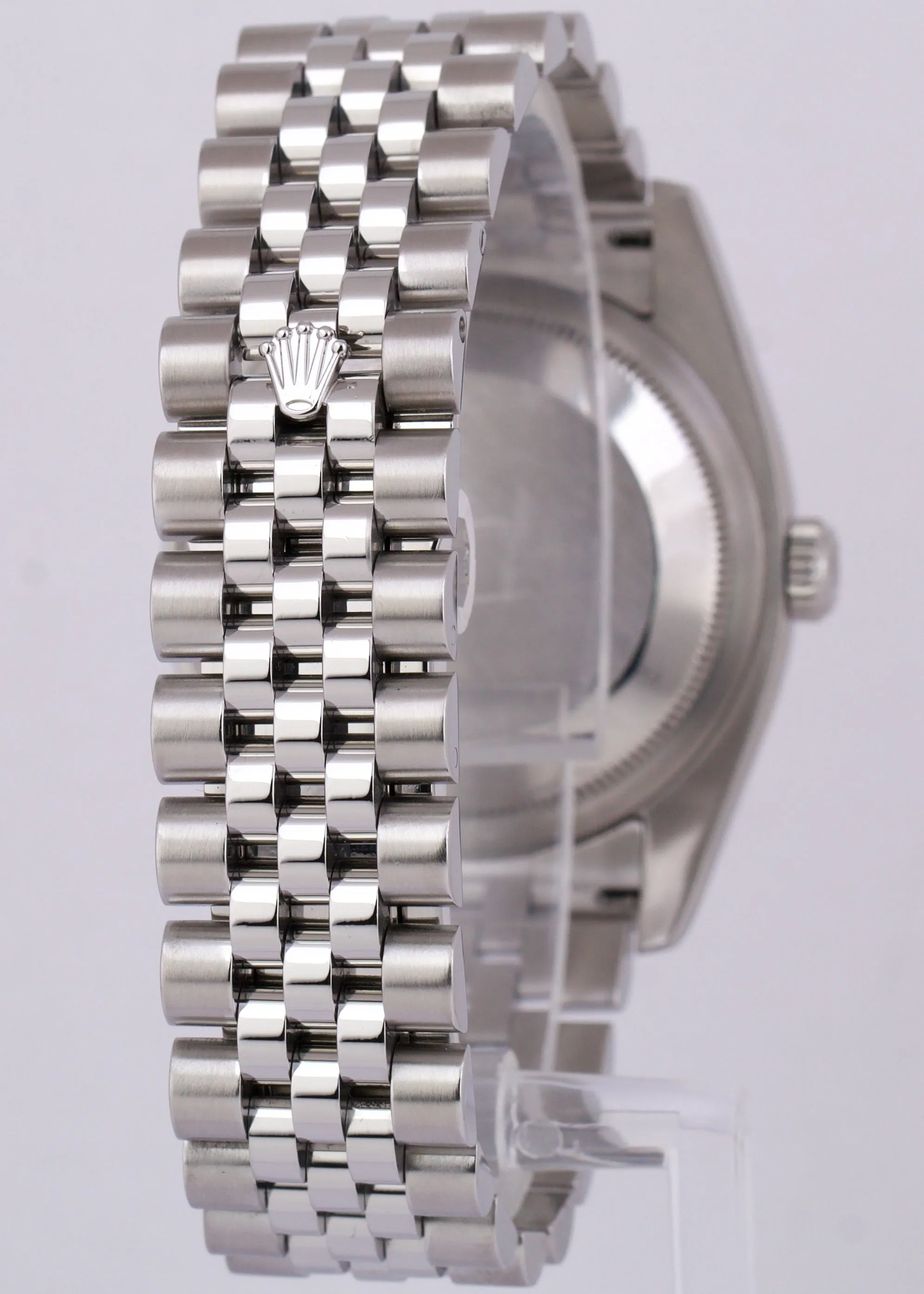 Rolex DateJust 36mm BLACK DIAMOND Steel 18K White Gold Fluted JUBILEE 116234