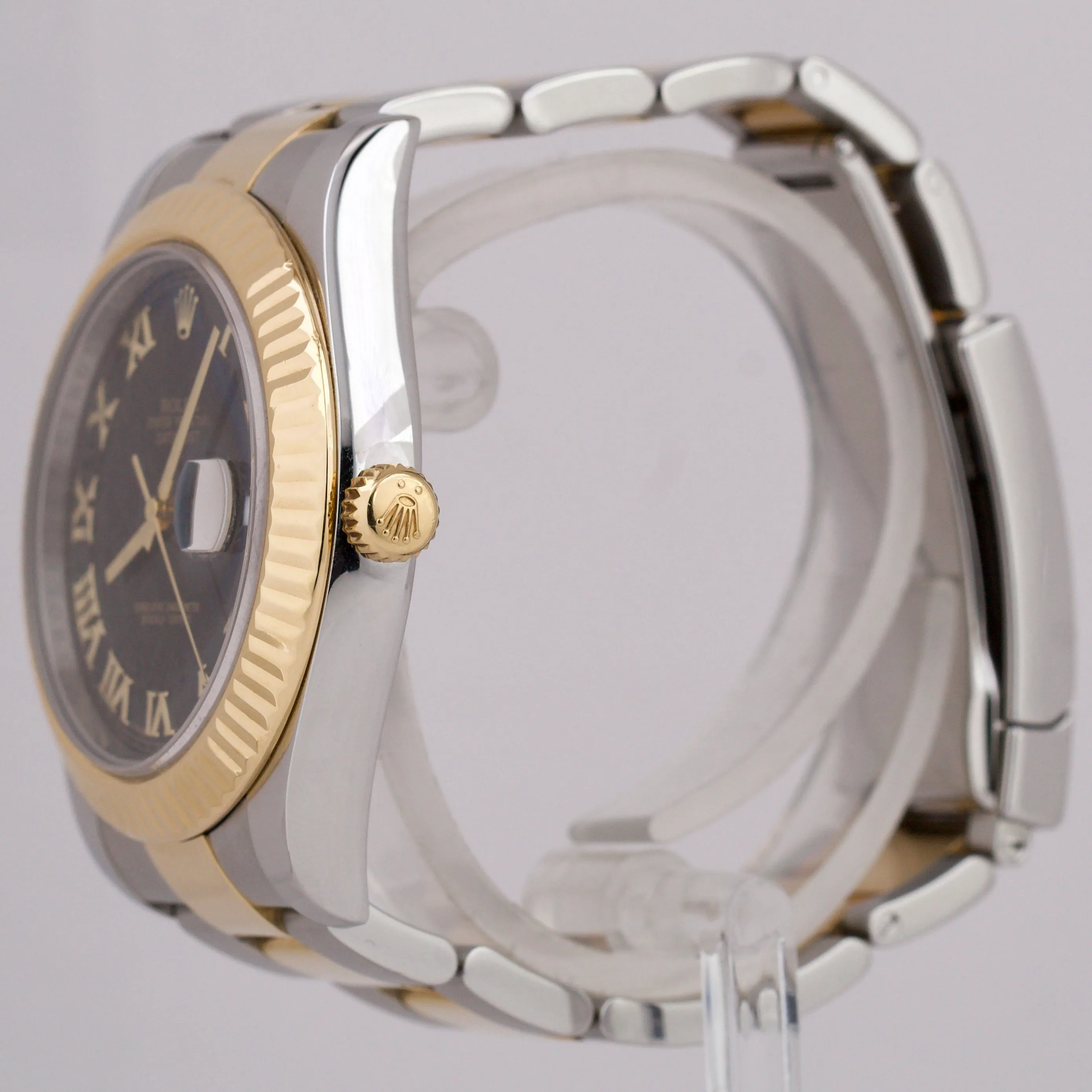 Rolex Datejust II 2 BLACK ROMAN 18K Two-Tone Yellow Gold Steel 41mm Watch 116333