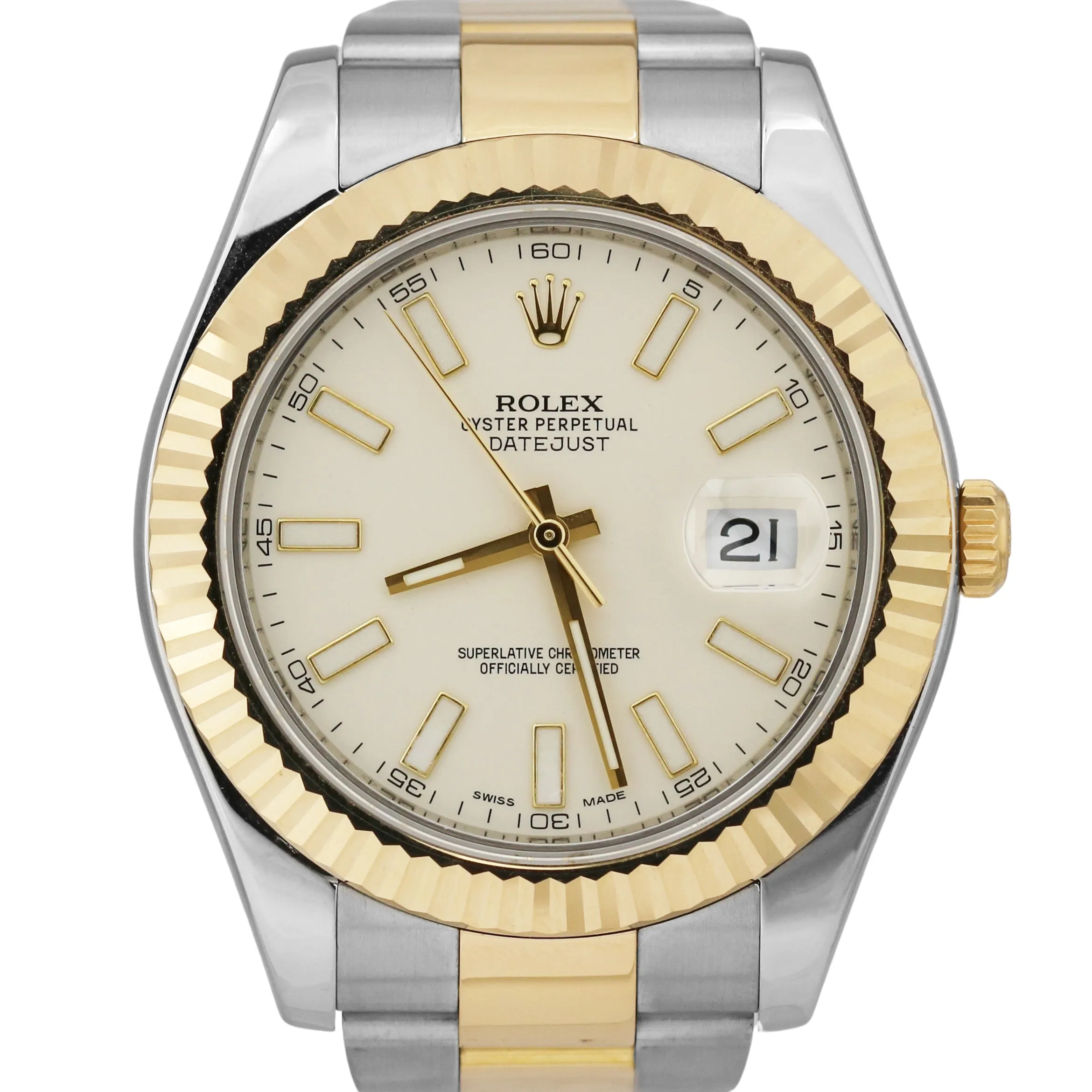 Rolex Datejust II 2 IVORY Two-Tone 18K Yellow Gold Steel Oyster 41mm 116333