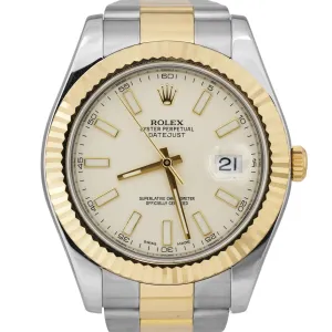 Rolex Datejust II 2 IVORY Two-Tone 18K Yellow Gold Steel Oyster 41mm 116333