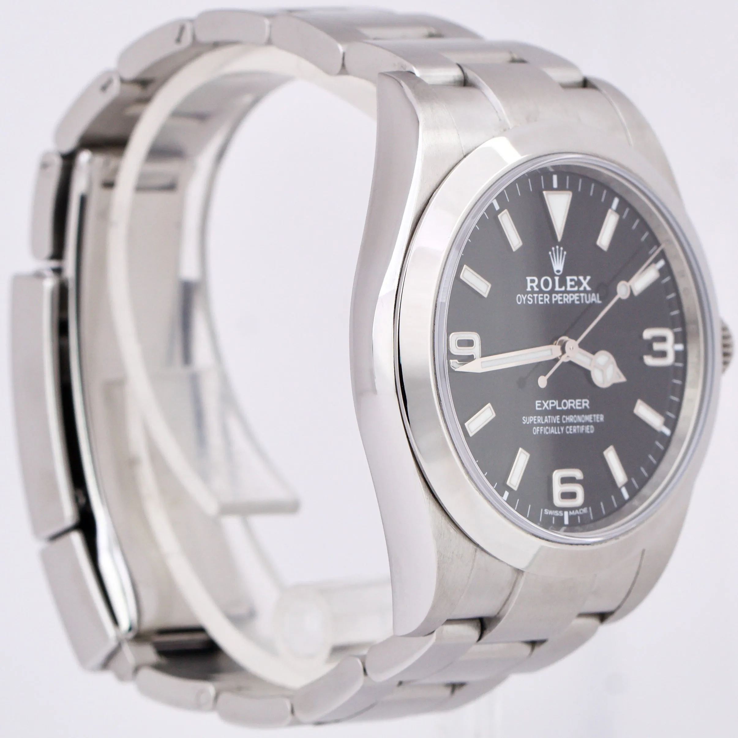 Rolex Explorer I Black FULL LUME Stainless Steel 39mm MK2 Automatic Watch 214270
