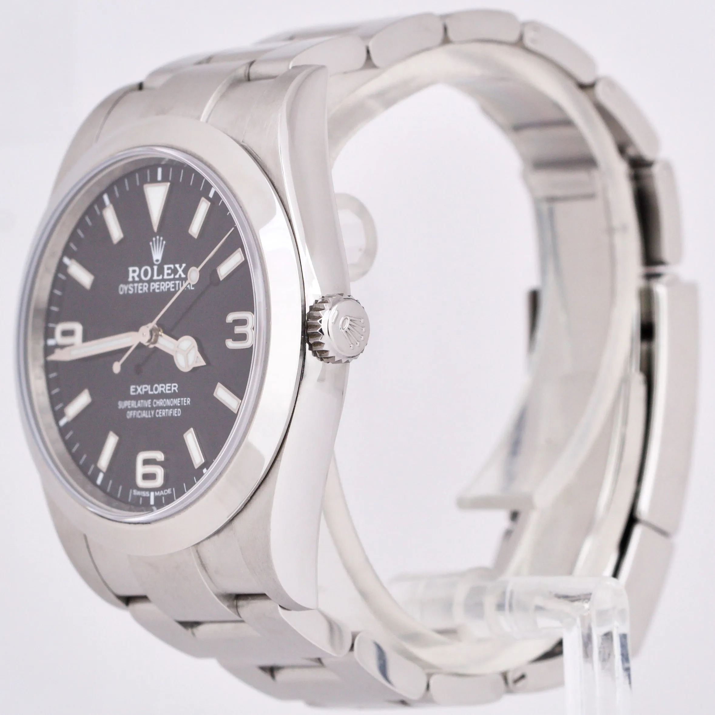 Rolex Explorer I Black FULL LUME Stainless Steel 39mm MK2 Automatic Watch 214270