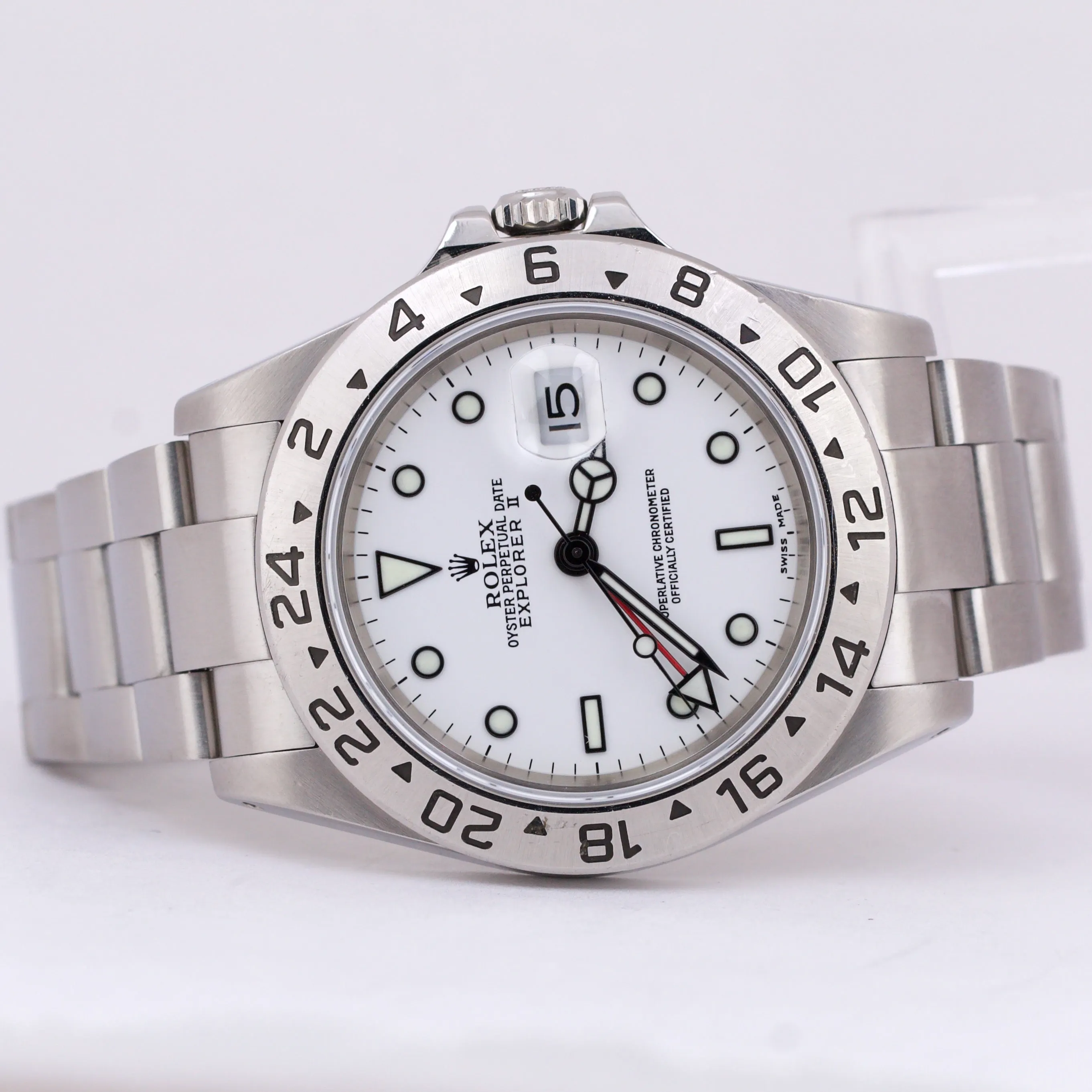 Rolex Explorer II White Stainless Steel Automatic 40mm Oyster Date Watch 16570