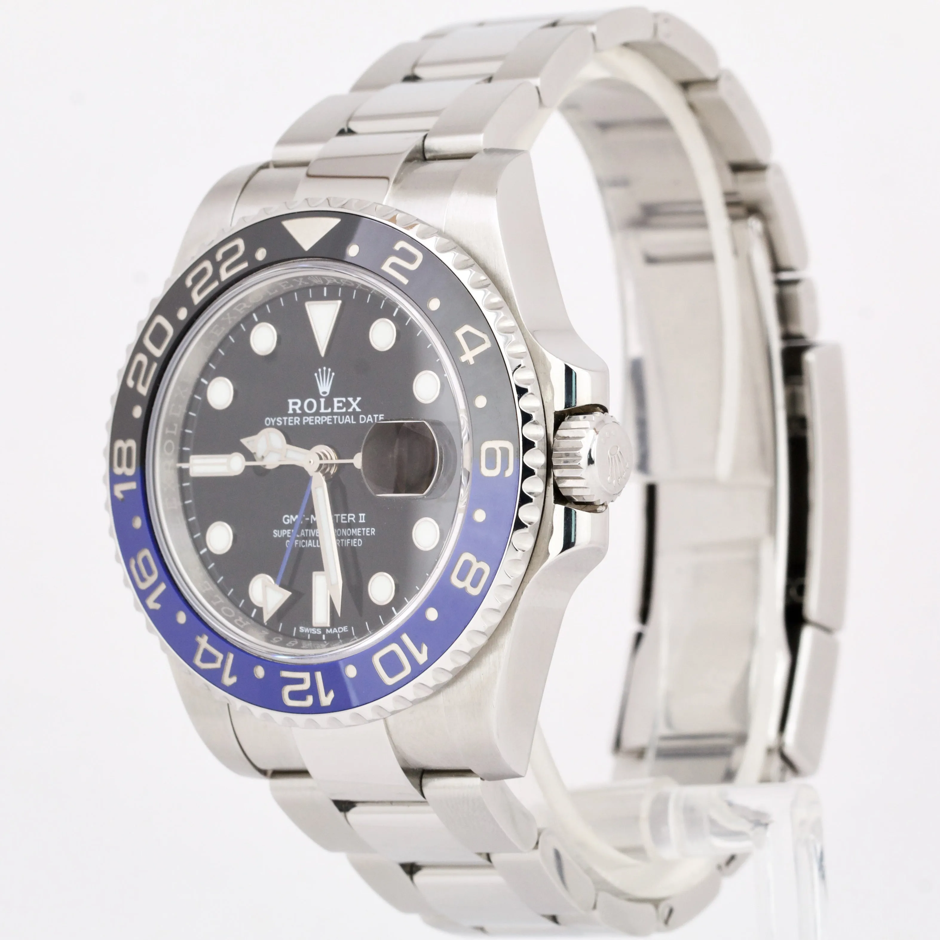 Rolex GMT-Master II Blue Black BATMAN Ceramic Steel 40mm Watch 116710 BLNR
