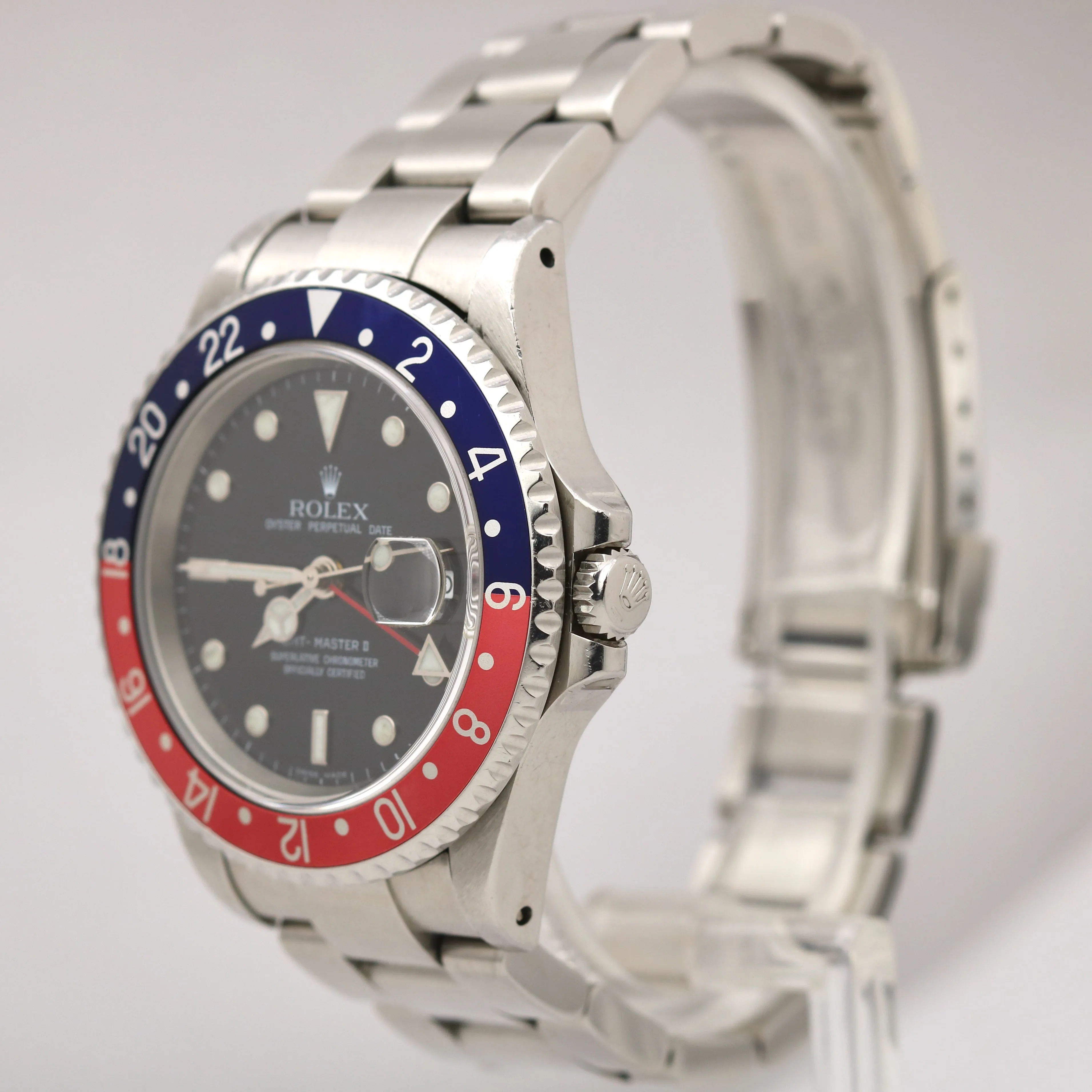 Rolex GMT-Master II PAPERS 40mm PEPSI Blue Red Steel Automatic Watch 16710 B P