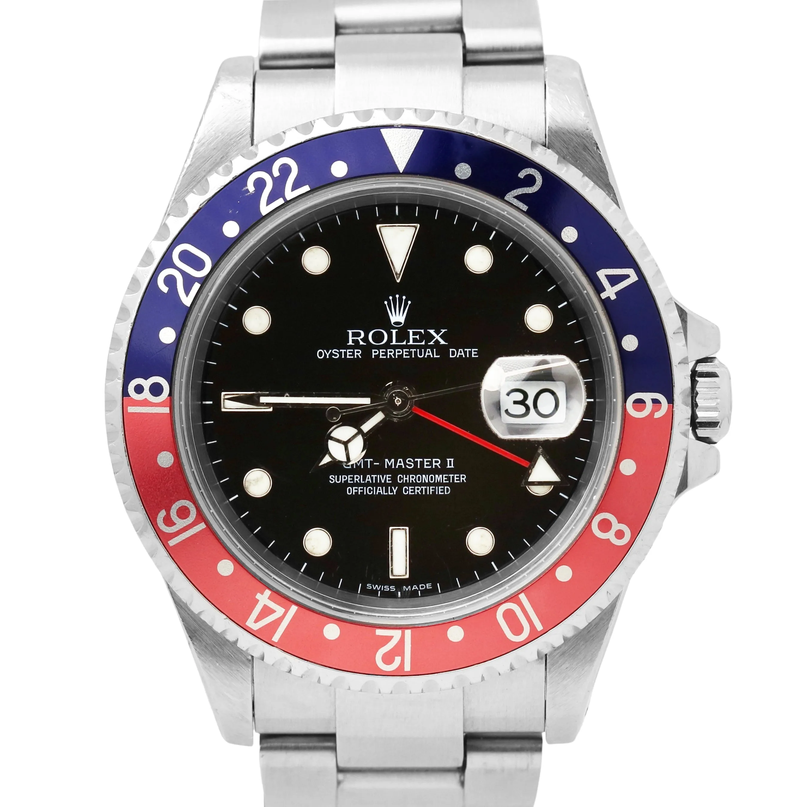 Rolex GMT-Master II PAPERS 40mm PEPSI Blue Red Steel Automatic Watch 16710 B P