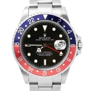 Rolex GMT-Master II PAPERS 40mm PEPSI Blue Red Steel Automatic Watch 16710 B P