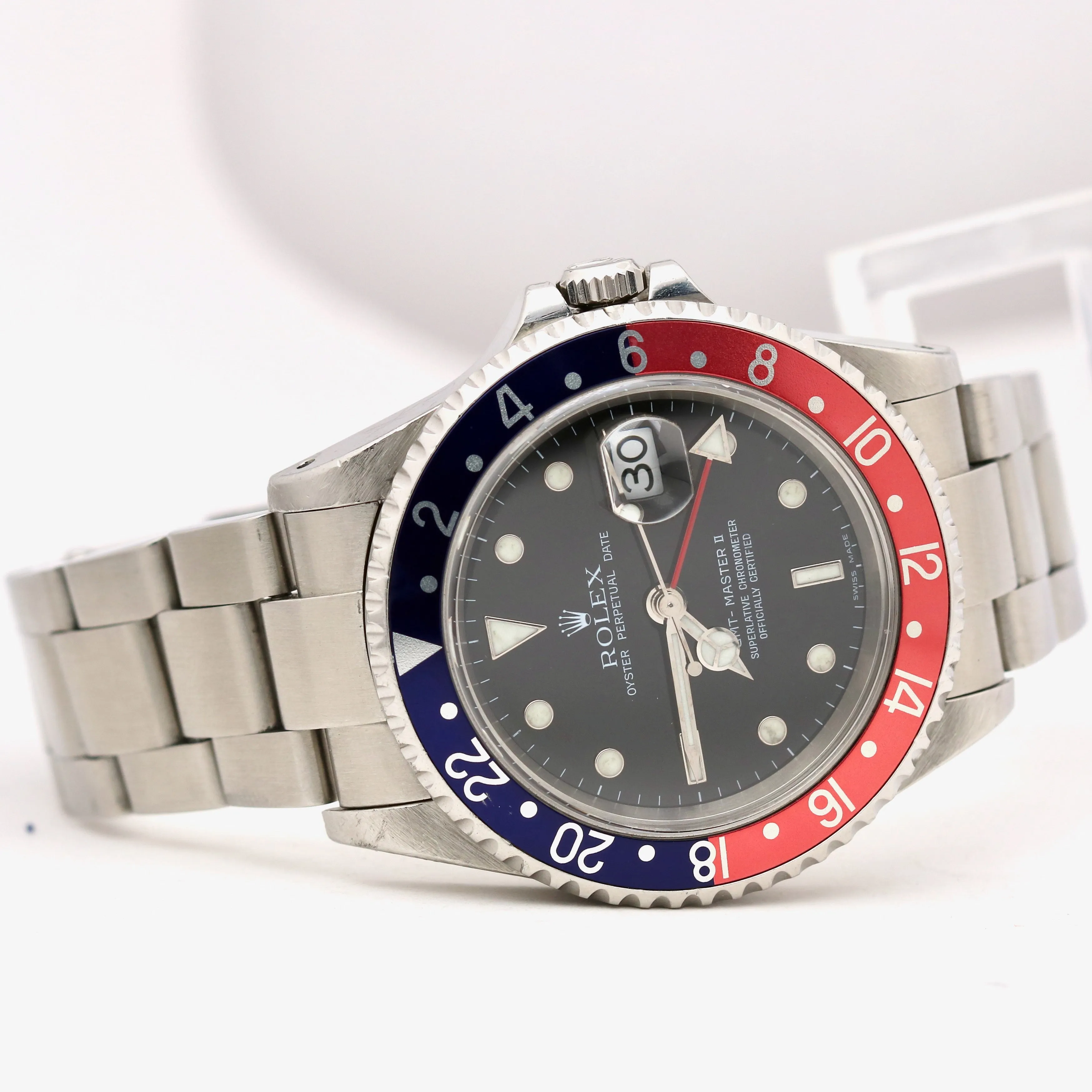 Rolex GMT-Master II PAPERS 40mm PEPSI Blue Red Steel Automatic Watch 16710 B P