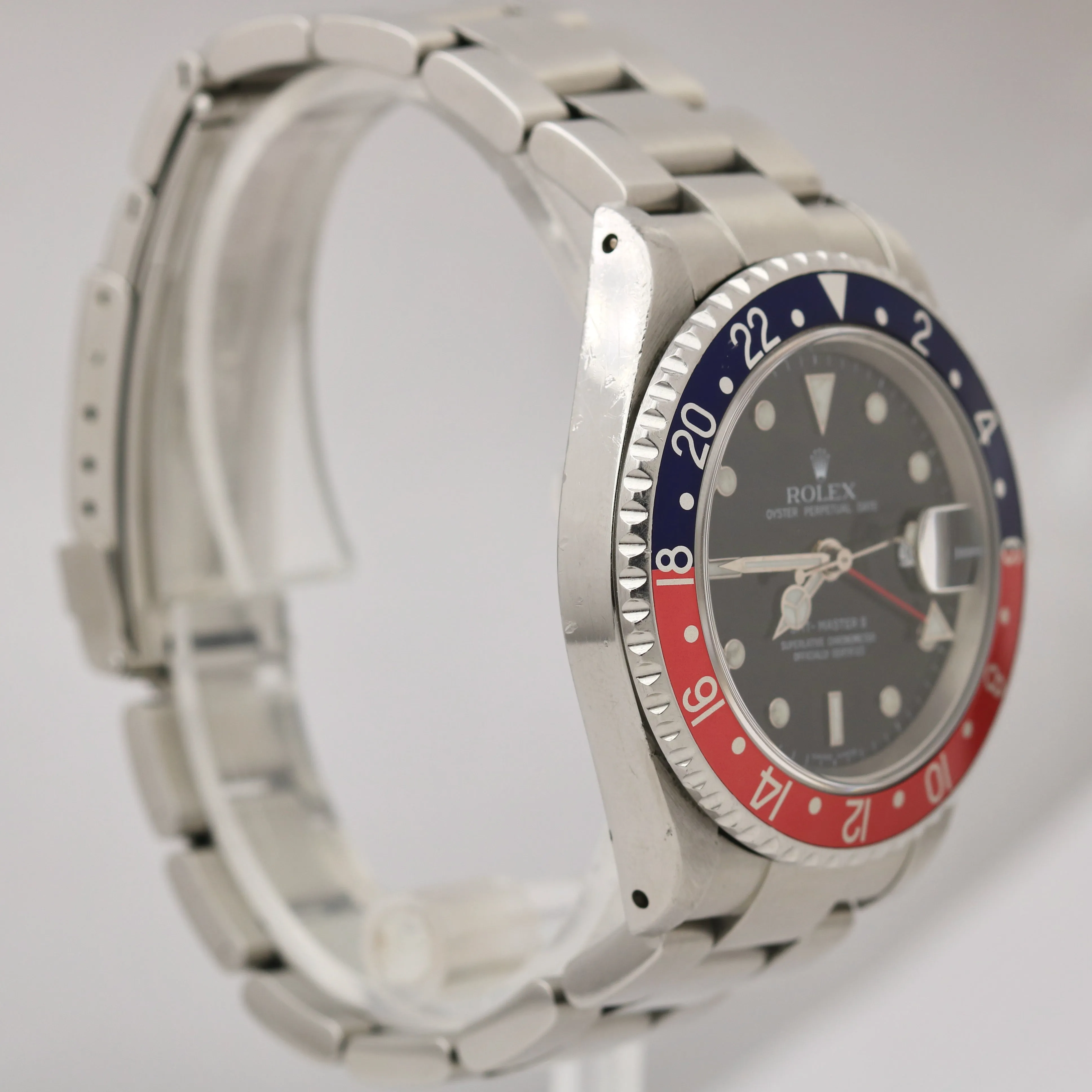 Rolex GMT-Master II PAPERS 40mm PEPSI Blue Red Steel Automatic Watch 16710 B P