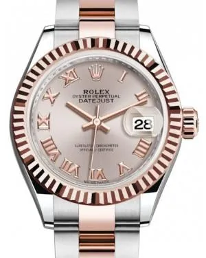 Rolex Lady Datejust 28 Rose Gold/Steel Sundust Roman Dial & Fluted Bezel Oyster Bracelet 279171
