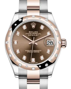Rolex Lady-Datejust 31 Rose Gold/Steel Chocolate Diamond Dial & Domed Set with Diamonds Bezel Oyster Bracelet 278341RBR