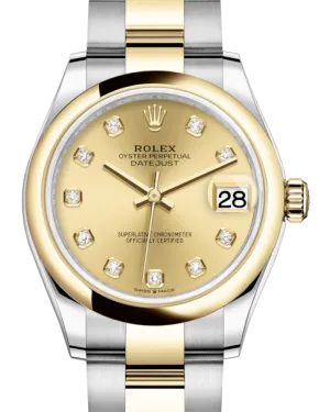 Rolex Lady-Datejust 31 Yellow Gold/Steel Champagne Diamond Dial & Smooth Domed Bezel Oyster Bracelet 278243