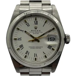 Rolex Oyster Perpetual Date 1500 34mm Automatic White Dial Watch