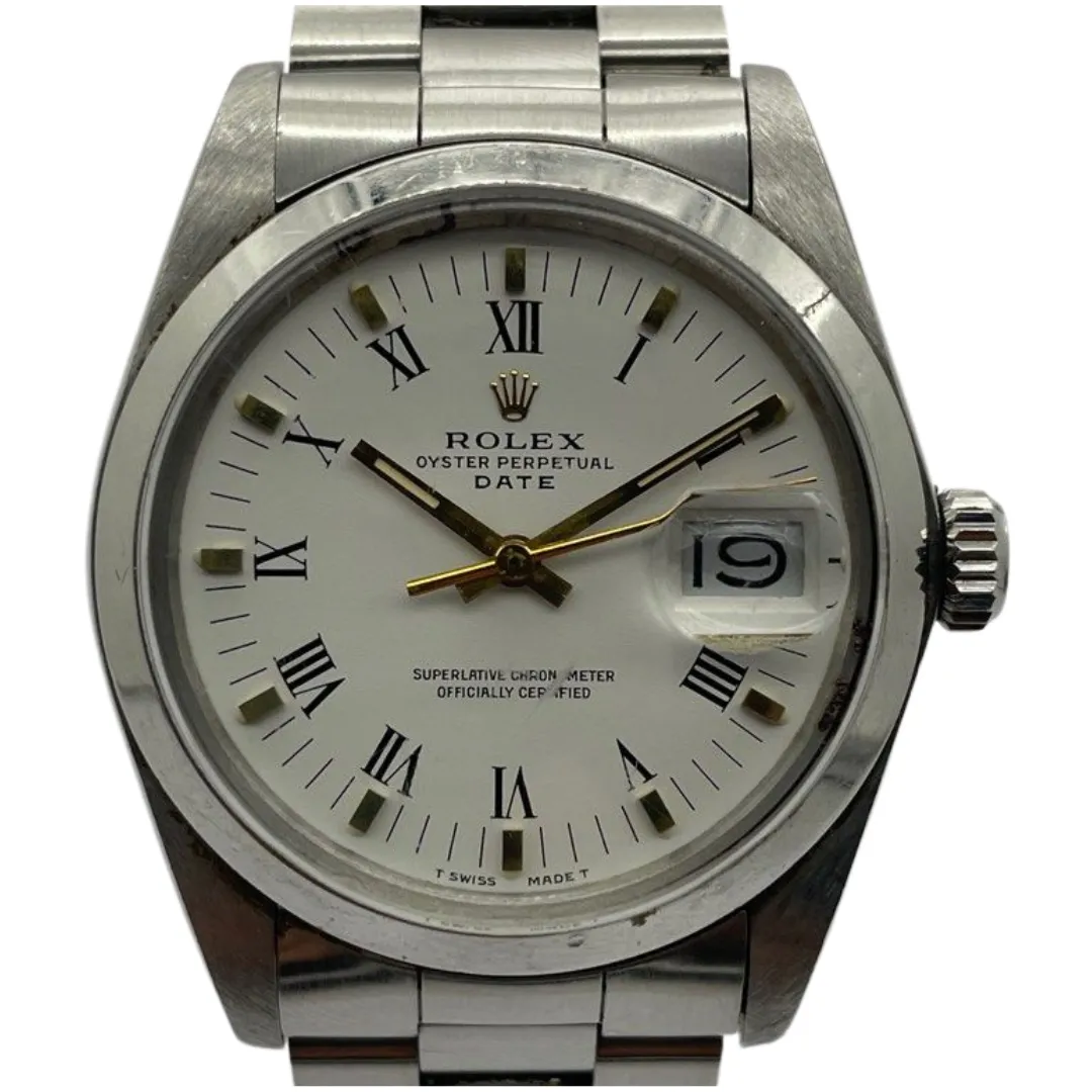 Rolex Oyster Perpetual Date 1500 34mm Automatic White Dial Watch