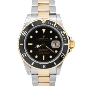 Rolex Submariner Date Black Two-Tone 18K Yellow Gold 40mm Stainless Oyster 16803