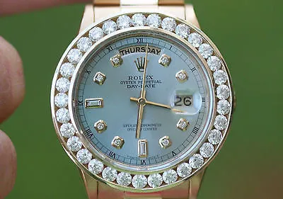 ROLEX WATCH 18038 PRESIDENT 36mm MENS FULL SIZE OVERSIZED 6ct. DIAMOND BEZEL