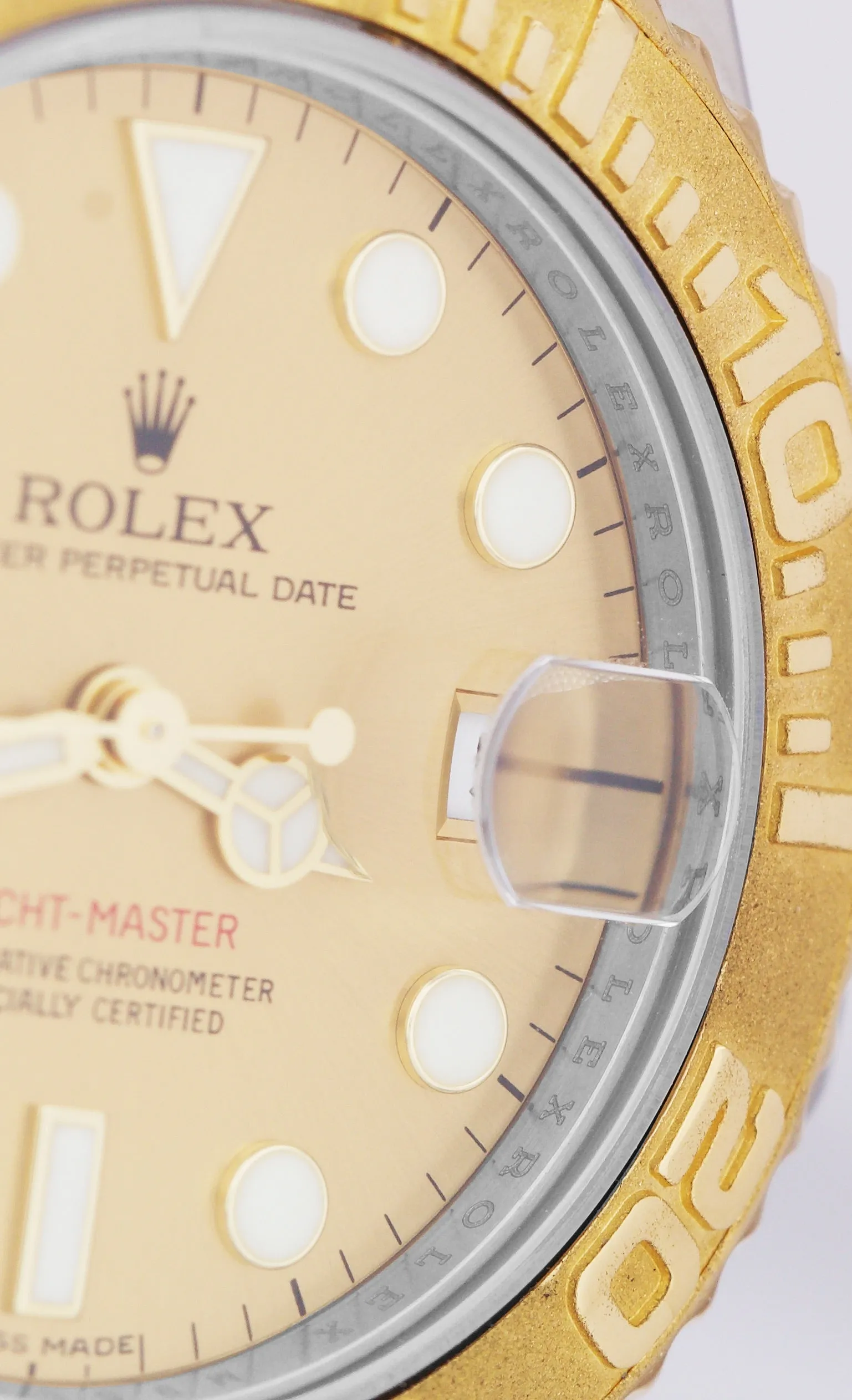 Rolex Yacht-Master Two-Tone REHAUT Mid-Size 35mm Champagne Watch 168623 FULL SET