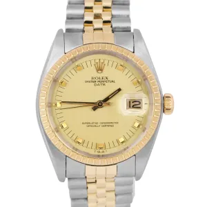 RSC Rolex Oyster Perpetual Date CHAMPAGNE Two-Tone Gold Steel JUBILEE 34mm 1505