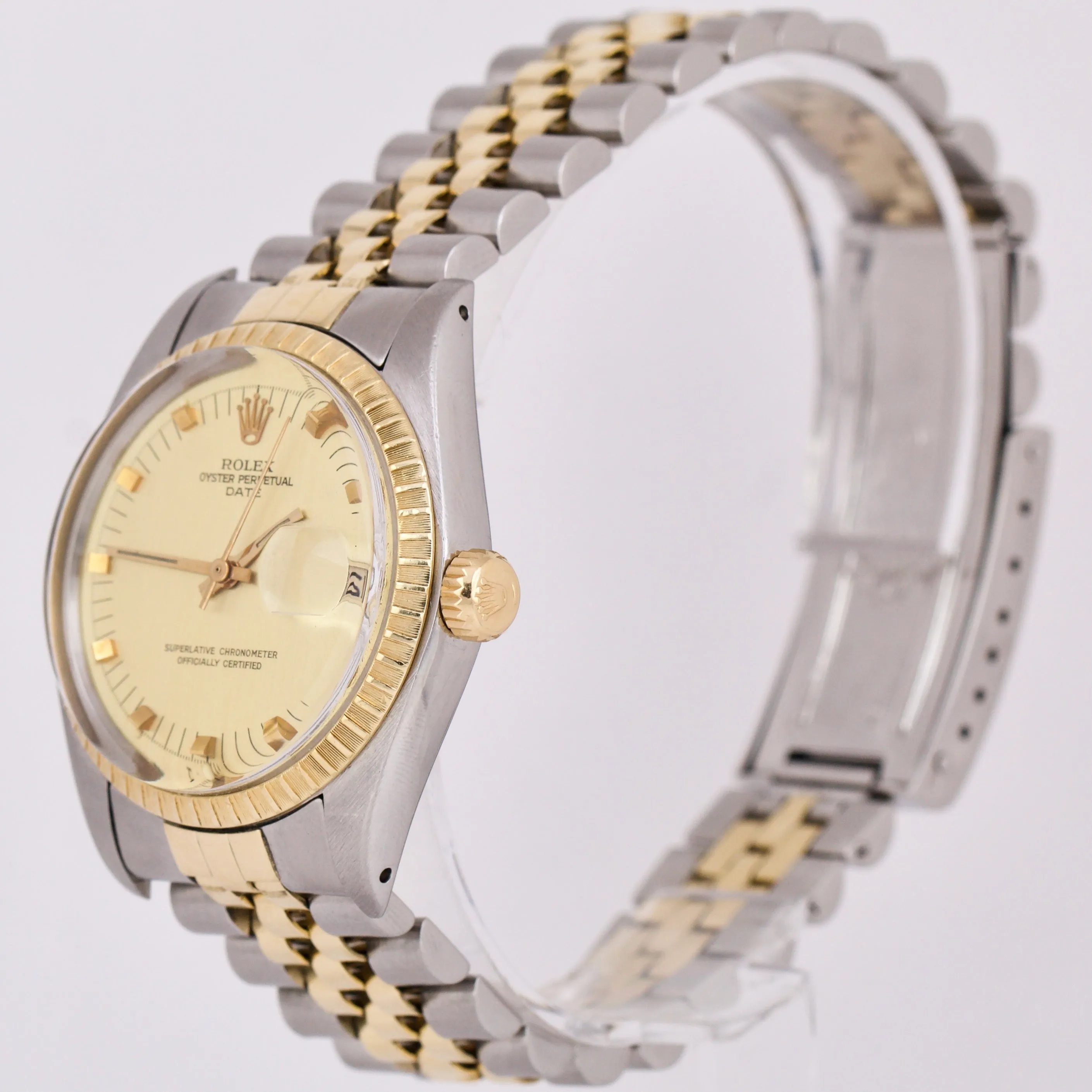 RSC Rolex Oyster Perpetual Date CHAMPAGNE Two-Tone Gold Steel JUBILEE 34mm 1505
