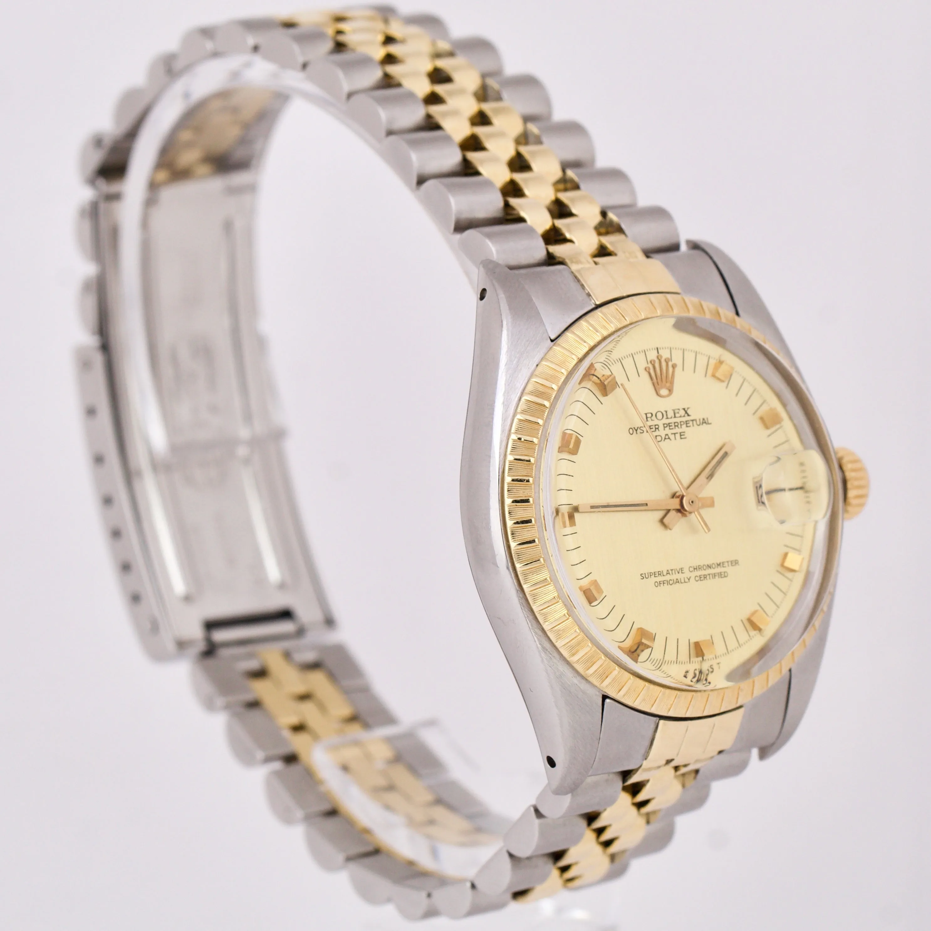 RSC Rolex Oyster Perpetual Date CHAMPAGNE Two-Tone Gold Steel JUBILEE 34mm 1505